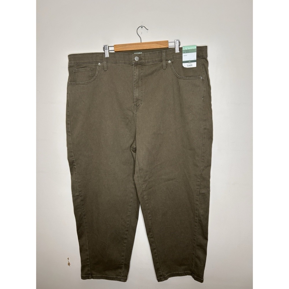 Terra & Sky High Rise Olive Green Barrel Jeans Women's Plus Size 24W New NWT - Picture 2 of 9